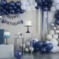 Сребърна Декорация за Балони "Happy Birthday"