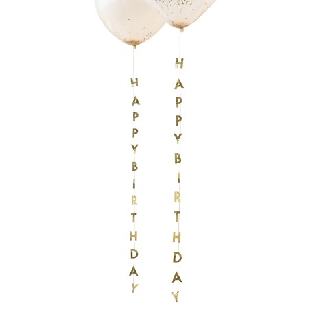 Златна Декорация за Балони  "Happy Birthday"