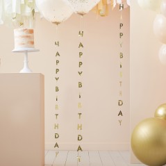 Златна Декорация за Балони  "Happy Birthday"