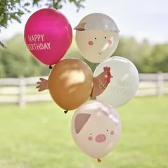 Set di palloncini per compleanno - Animali della fattoria