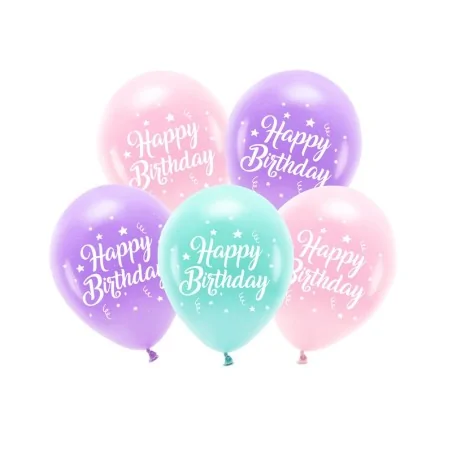 Palloncini in lattice con scritta "Happy Birthday", colori pastello, 26 cm (1 confezione / 5 pezzi)