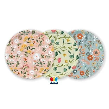 Piatti di carta - Fiori primaverili, 18 cm (1 pacco / 6 pezzi)