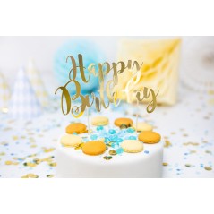 Топер За Торта - Happy Birthday, Златно