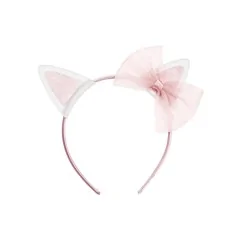 Diadema con orecchie da gatto e fiocco rosa