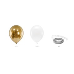 Сет от 60 Балона за Гирлянд в Бяло и Златно 200см