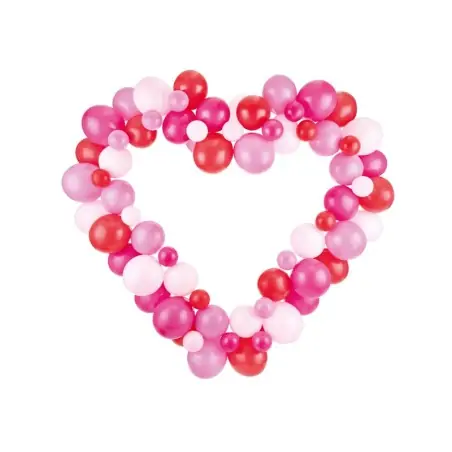Сет от 80 Балона за Гирлянд - Сърце, розов, 160см