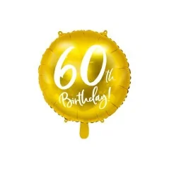 Palloncino in foil con scritta "60° compleanno", dorato