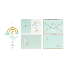 Картичка с Висяща Декорация Китче, Синьо Тифани, 14х20 см
