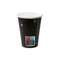 Bicchieri di carta neri con stelle dorate, 260 ml (1 pacco / 6 pz)