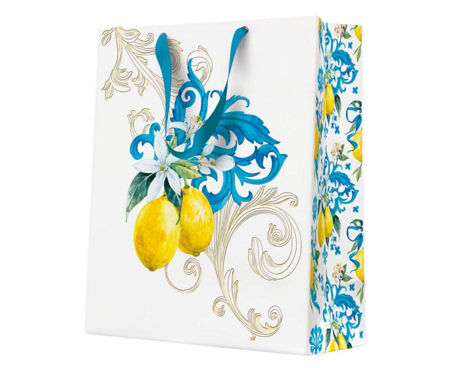 Подаръчна торбичка Sicilian Flower с лимони, 20x25x10 см