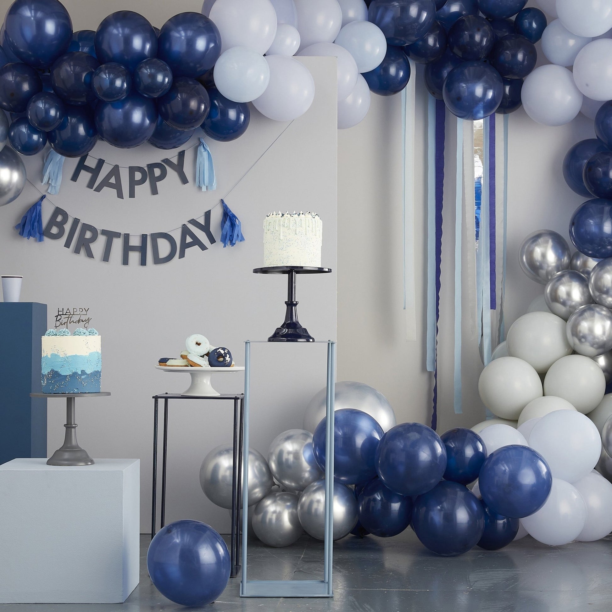 Сребърна Декорация за Балони "Happy Birthday" - Party Design