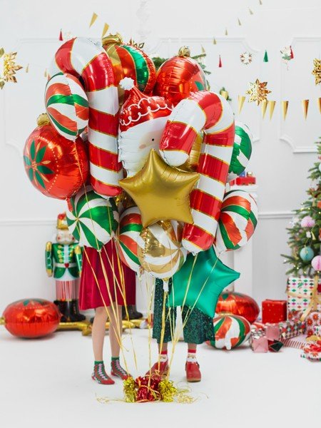 Фолиев Балон "Бастунче за Коледа", 50x82 см, в Червено - Party Design