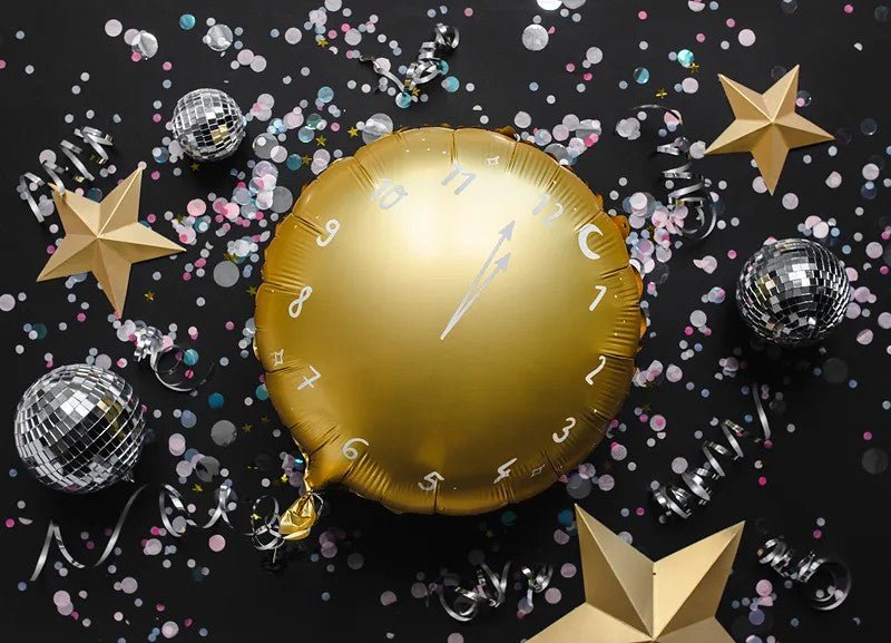 Фолиев Балон "Часовник", 45 см, Златист - Party Design