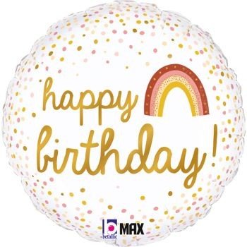 Фолиев Балон "Happy Birthday" Бохо - Стил с Дъга - Party Design