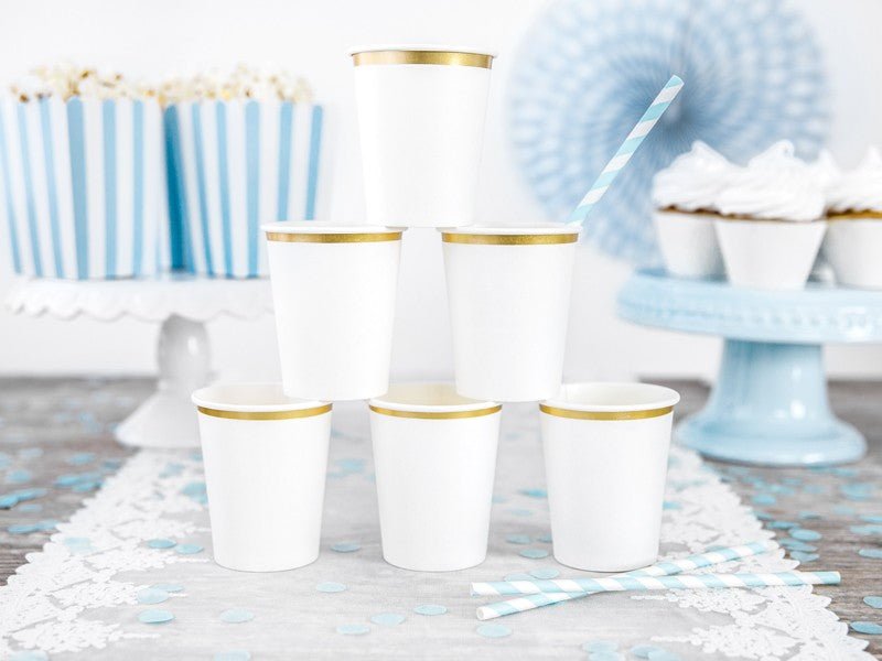 Елегантни Бели Парти Чаши, 260 мл (1 Пакет / 6 Бр.) - Party Design