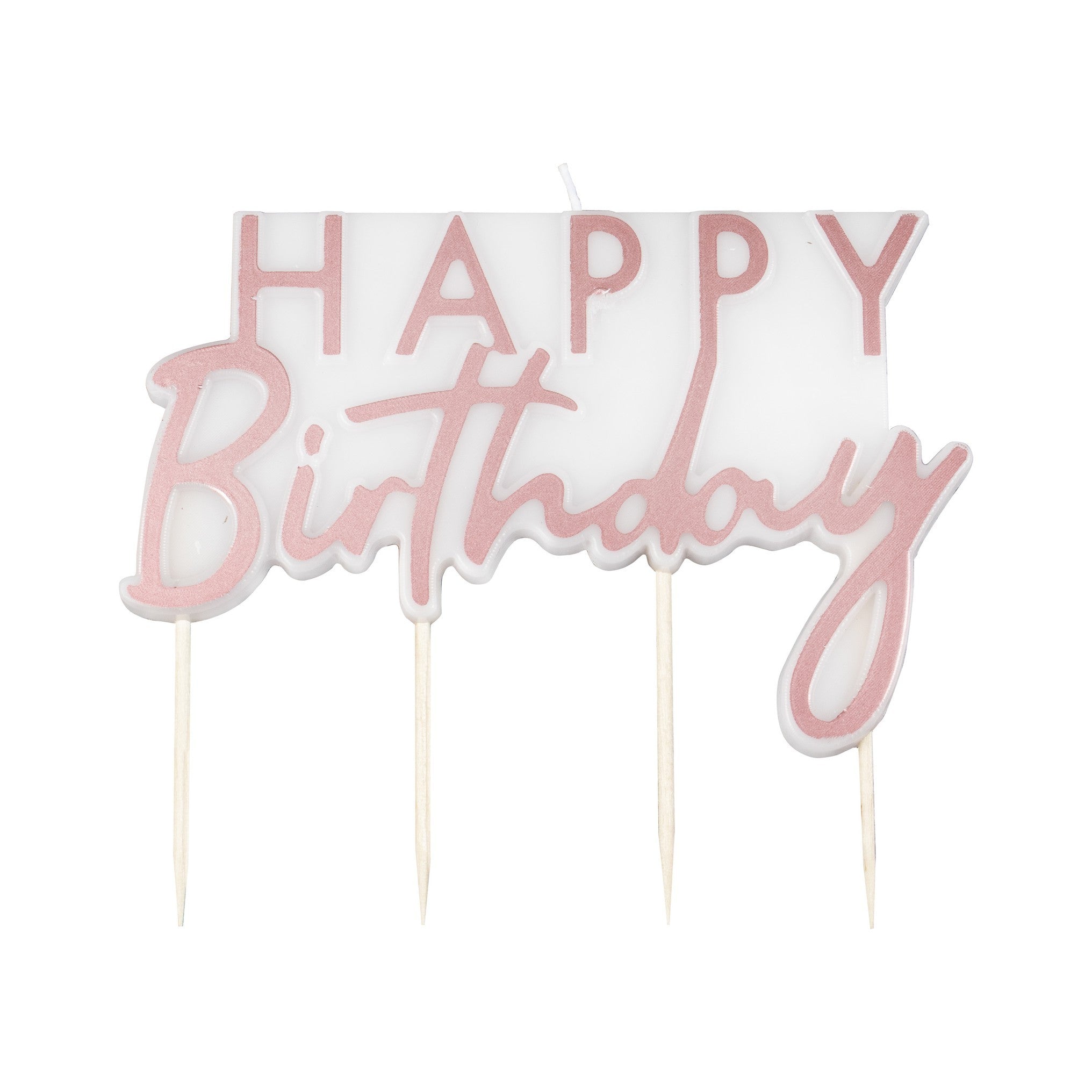 Свещ с Надпис "Happy Birthday" в Розово Злато - Party Design