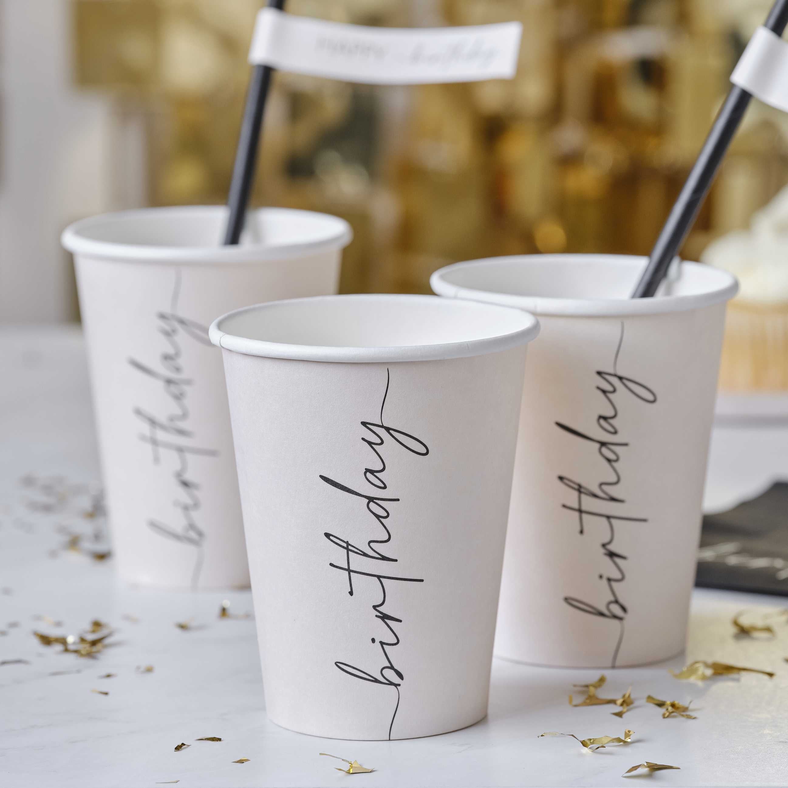 Елегантни Парти Чаши за Рожден Ден в Нюд Цвят (1 Пакет / 8 Бр.) - Party Design