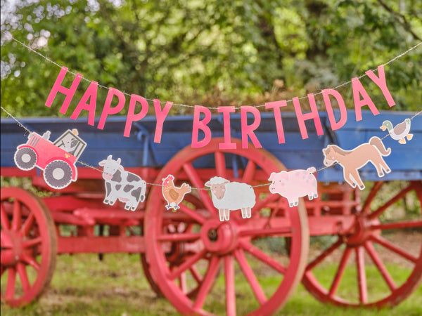 Банер "Happy Birthday" Фермерски Приятели", 2м - Party Design