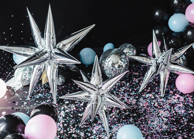 Фолиев Балон 3D Звезда - Сребрист, 70см - Party Design