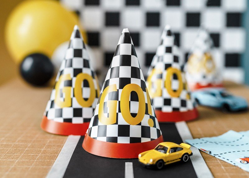 Парти Шапки "GO!", 16 см, Разноцветни - Party Design