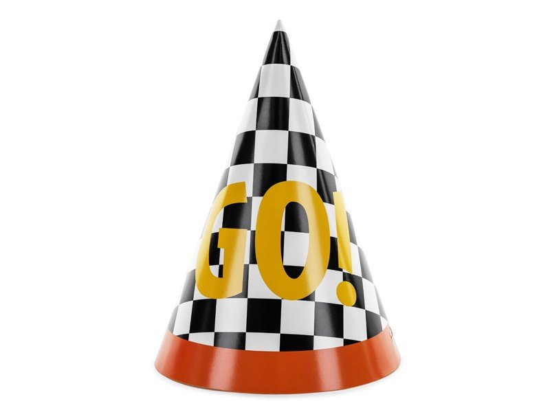 Парти Шапки "GO!", 16 см, Разноцветни - Party Design