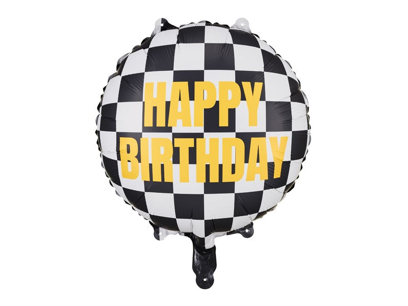 Фолиев Балон в Черно и Бяло с Надпис "Happy Birthday"