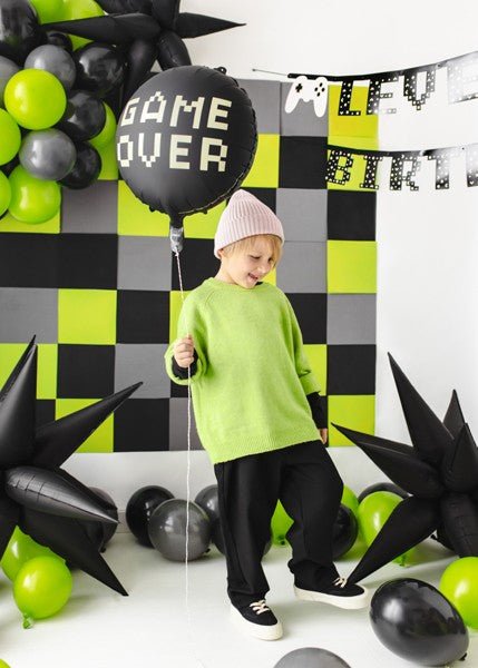 Фолиев Балон "Gamer Over", 45 см, Черен - Party Design