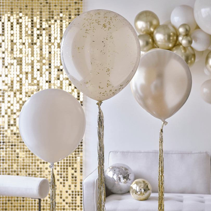 Латексови Балони в Неотрални Цветове и Златно - Party Design