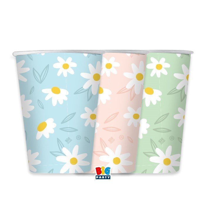 Парти Чаши "Маргаритки", (1 Пакет / 6 Бр.) - Party Design