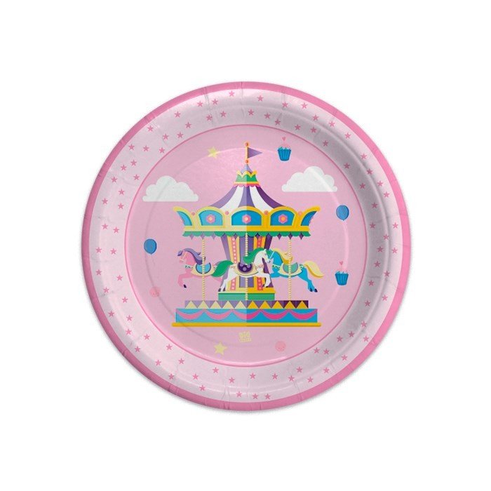 Парти Чинии - Карусел, 18см (1 Пакет / 8 Бр.) - Party Design
