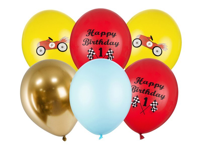 Комплект Латексови Балони - Състезателни Коли (1 Пакет / 6 Бр.) - Party Design