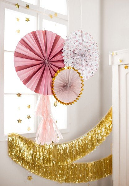 Декоративни Ветрила в Розово (1Пакет/3 Бр.) - Party Design