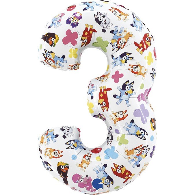 Фолиев Балон Цифра "3" Блуи, 45x75 - Party Design
