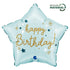 Фолиев Балон Звезда - "Happy Birthday" , Светло Синьо - Party Design