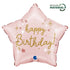 Фолиев Балон Звезда "Happy Birthday", 46см, Бледо Розово - Party Design