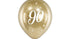 Латексови Балони Хром, Злато С Бял Печат 90, 30см - (1 Пакет / 6 Бр.) - Party Design