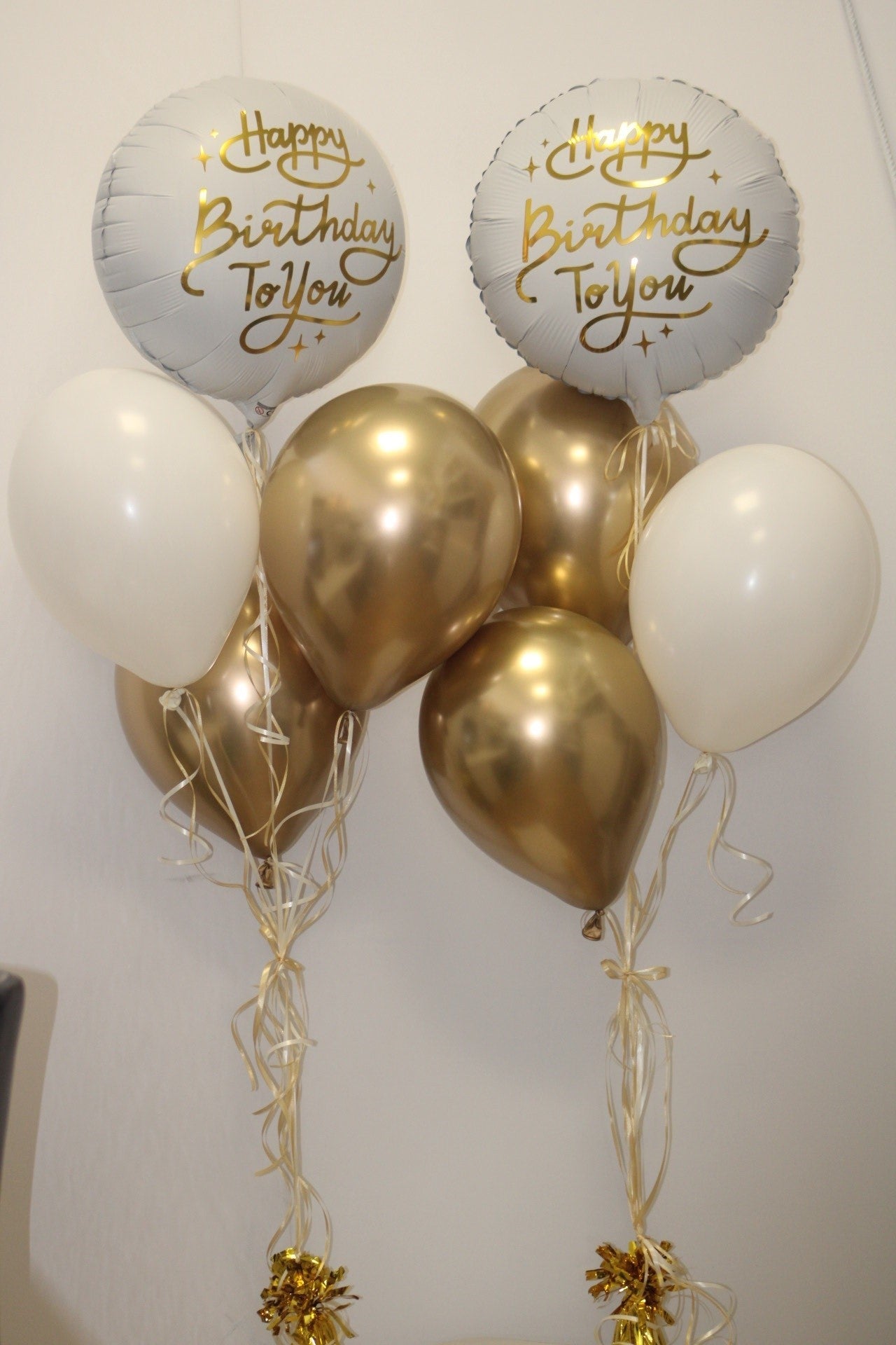 Set Palloncini - Happy Birthday in Bianco e Oro