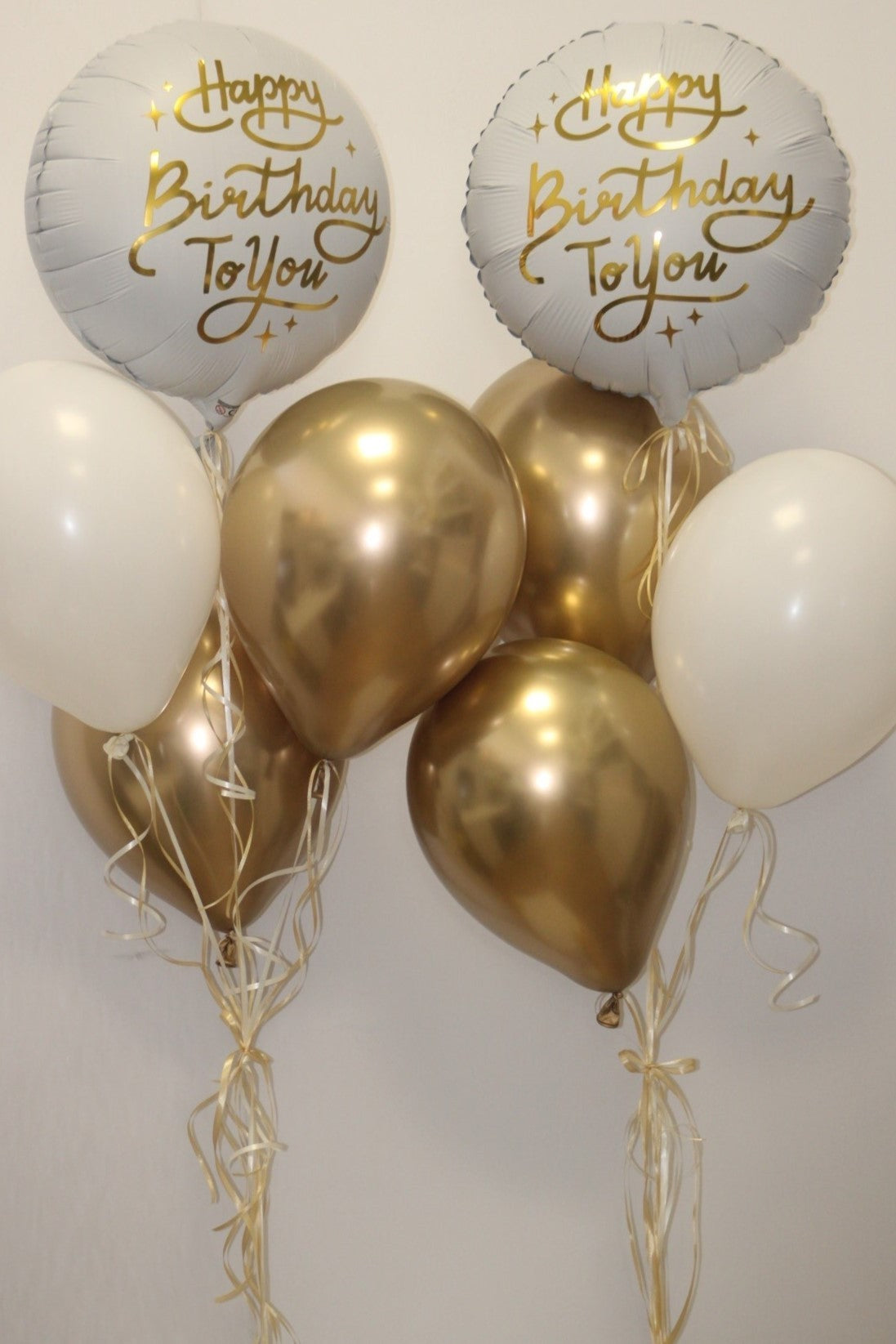 Set Palloncini - Happy Birthday in Bianco e Oro