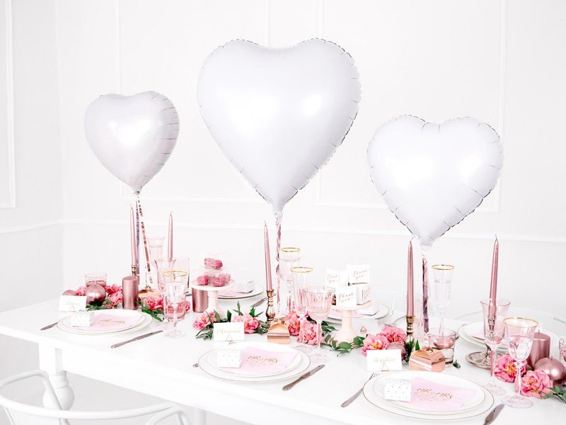 Фолиев Балон Сърце, Бял, 60 см - Party Design