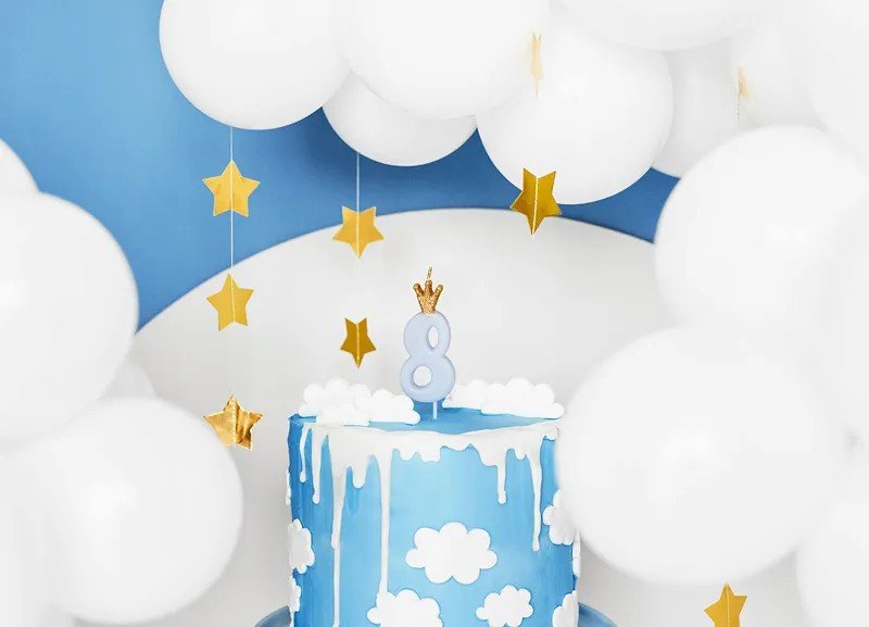 Свещичка Светлосиня със Златна Корона - Party Design