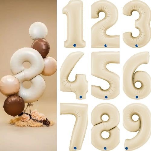 Фолиев Балон Цифра, Крем, 102см - Party Design