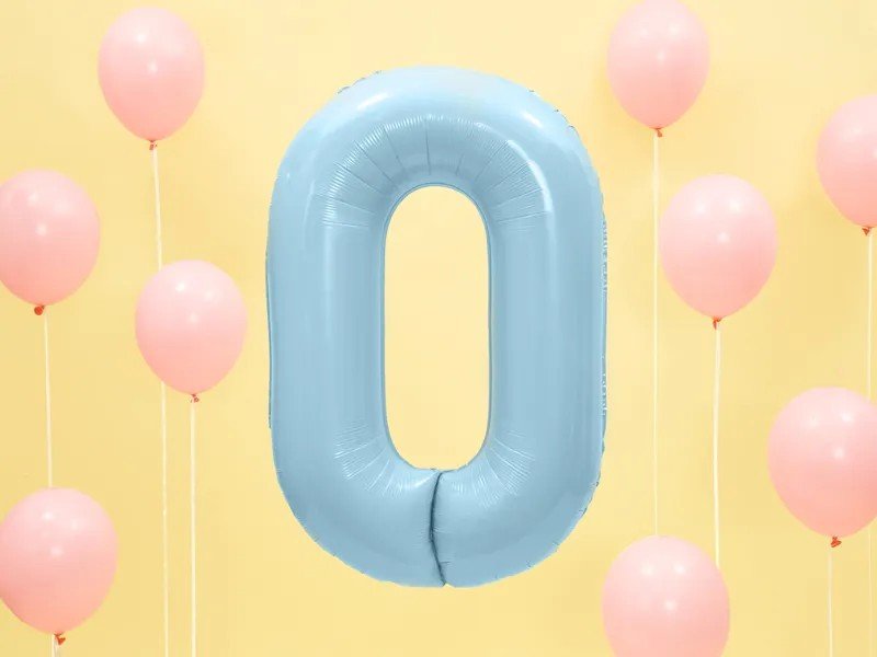 Фолиев Балон Цифра, Светло Синьо, 86см - Party Design