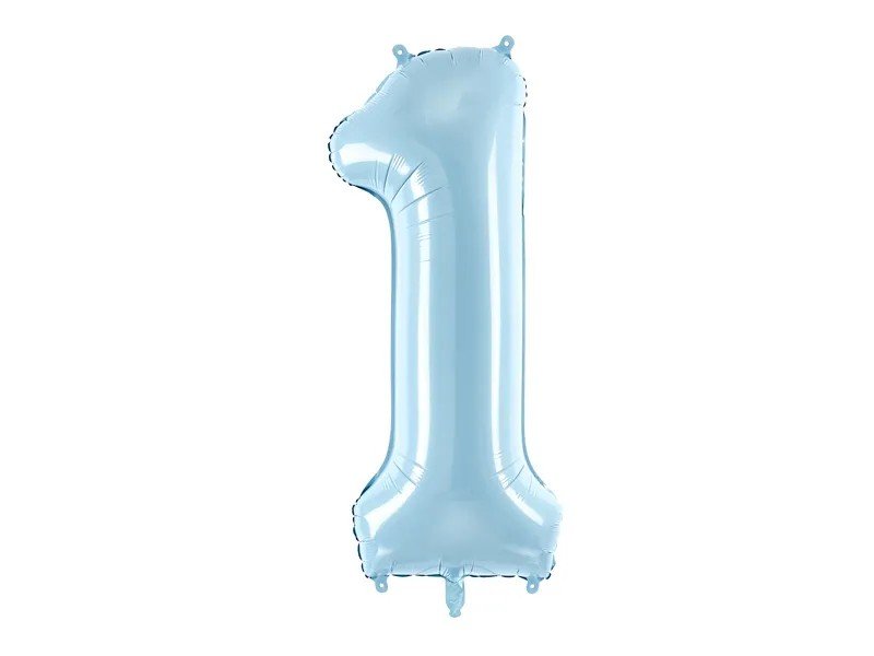 Фолиев Балон Цифра, Светло Синьо, 86см - Party Design