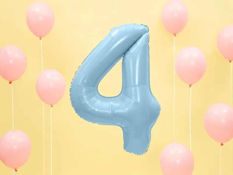 Фолиев Балон Цифра, Светло Синьо, 86см - Party Design