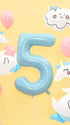Фолиев Балон Цифра, Светло Синьо, 86см - Party Design