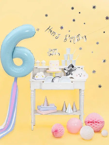 Фолиев Балон Цифра, Светло Синьо, 86см - Party Design