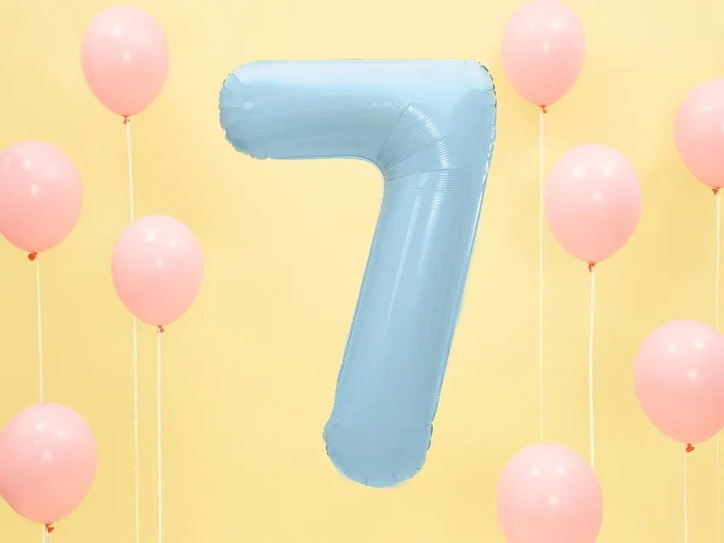Фолиев Балон Цифра, Светло Синьо, 86см - Party Design
