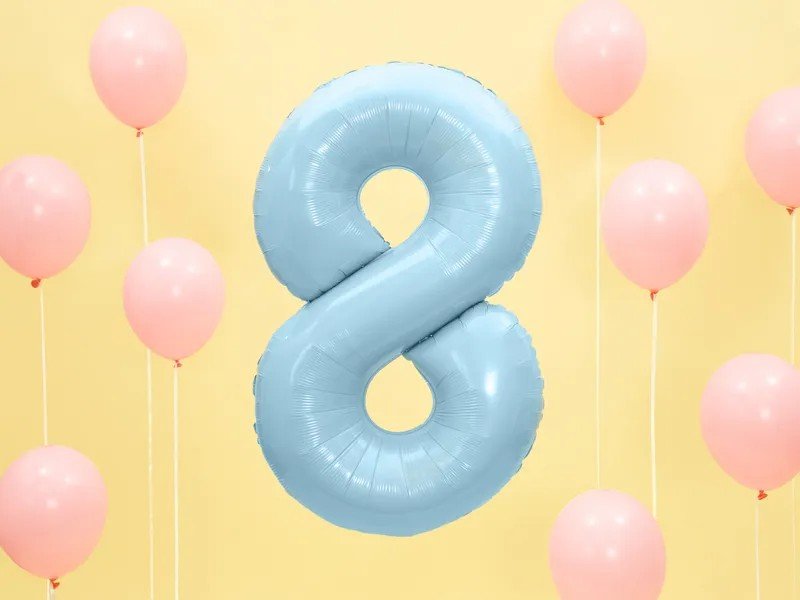 Фолиев Балон Цифра, Светло Синьо, 86см - Party Design