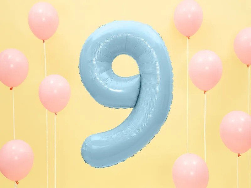 Фолиев Балон Цифра, Светло Синьо, 86см - Party Design
