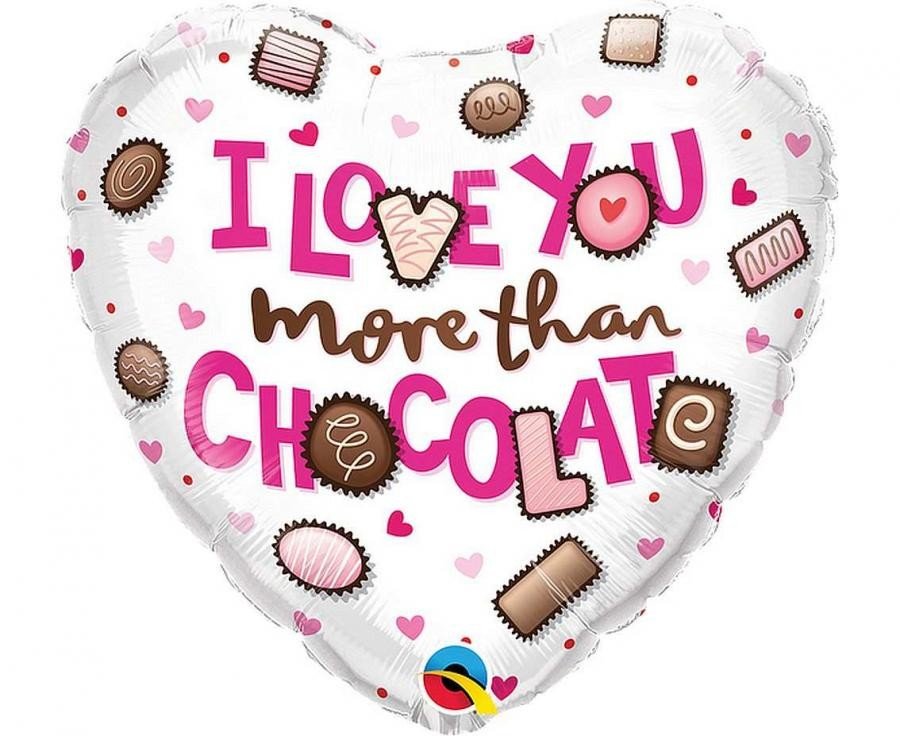 Фолиев Балон Сърце "I Love You More Than Chocolate" - Party Design